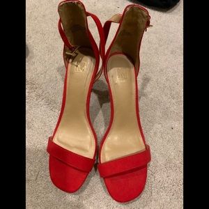 Red strappy high heel sandal
